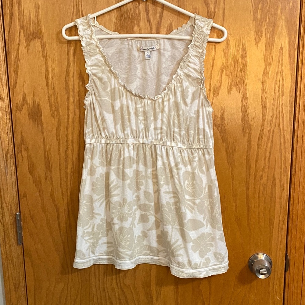American Eagle Outfitters Cream Floral Tank Top